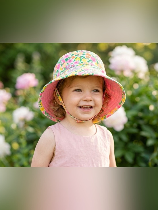 Cat & Jack Other - Cat And Jack Baby Girl Reversible Floral Sun Hat Pink 24 Months